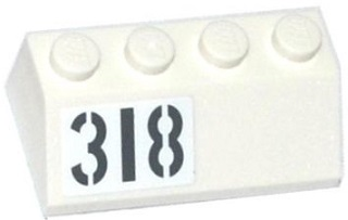 Slope 45 2 x 4 with Light Bluish Gray '318' Pattern Model Right Side (Sticker) - Set 76041
