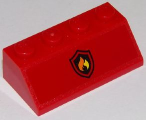 Slope 45 2 x 4 with Fire Logo on Red Background Pattern (Sticker) - Set 60111