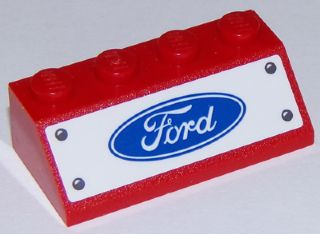 Slope 45 2 x 4 with Ford Logo and Four Rivets on White Background Pattern (Sticker) - Set 75875