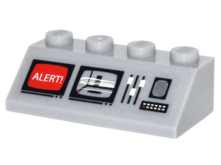 Slope 45 2 x 4 with Red Screen with White 'ALERT', Screen with Room, Switches, Buttons and Speaker Pattern (Sticker) - Set 10937