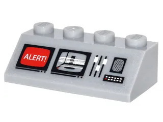 Slope 45 2 x 4 with Red Screen with White 'ALERT', Screen with Room, Switches, Buttons and Speaker Pattern (Sticker) - Set 10937