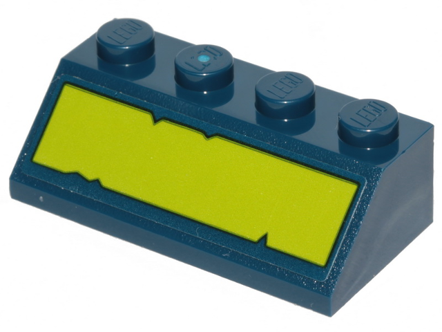 Slope 45 2 x 4 with Lime Stripe with Cut Out Edges Pattern (Sticker) - Set 70839