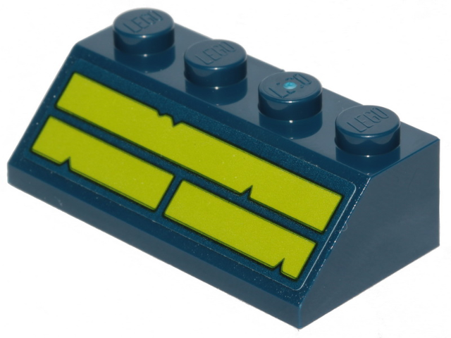 Slope 45 2 x 4 with Three Lime Stripes with Cut Out Edges Pattern (Sticker) - Set 70839