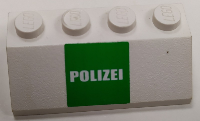 Slope 45 2 x 4 with White 'POLIZEI' on Green Background Pattern (Sticker) - Set 7237
