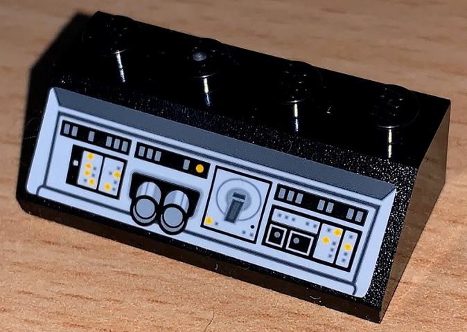 Slope 45 2 x 4 with SW Millennium Falcon Control Panel, Bright Light Orange and Gray Buttons Pattern (Sticker) - Set 75212