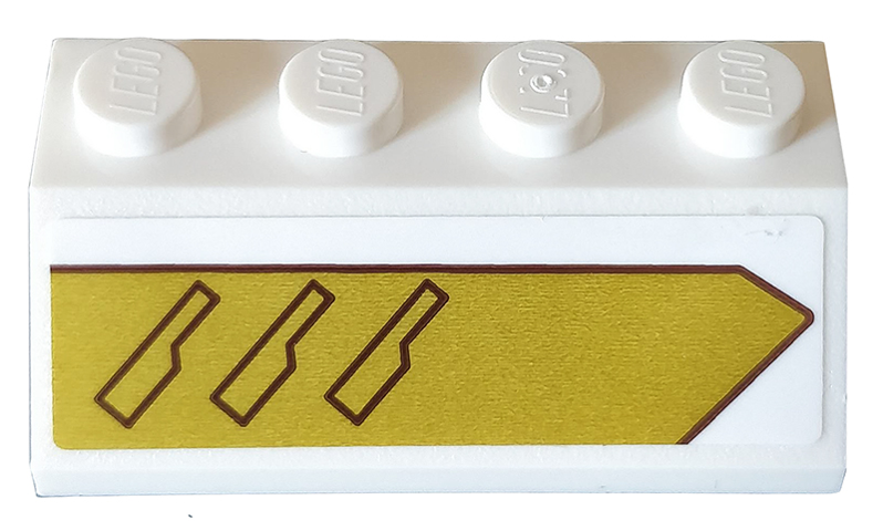 Slope 45 2 x 4 with Vents on Gold Background Pattern Model Left Side (Sticker) - Set 75970