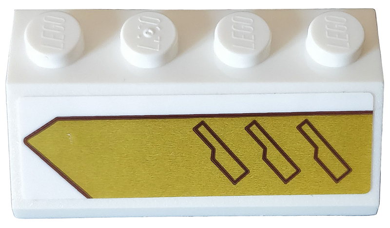 Slope 45 2 x 4 with Vents on Gold Background Pattern Model Right Side (Sticker) - Set 75970