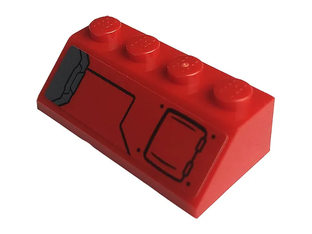 Slope 45 2 x 4 with Red Hatch and Gray Vents Pattern Model Left Side (Sticker) - Set 76150