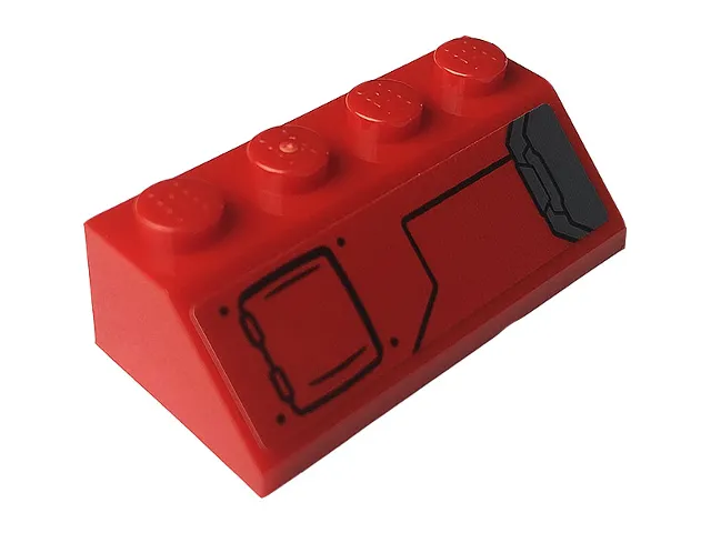 Slope 45 2 x 4 with Red Hatch and Gray Vents Pattern Model Right Side (Sticker) - Set 76150