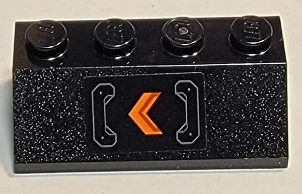 Slope 45 2 x 4 with Orange Chevron and Handles Pattern Model Left Side (Sticker) - Set 77905