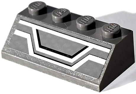 Slope 45 2 x 4 with Light Bluish Gray and Black Lines (Front Air Grille) on Dark Bluish Gray Background Pattern (Sticker) - Set 75025