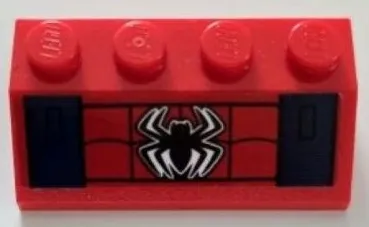 Slope 45 2 x 4 with Black Spider, Webbing and Dark Blue Stripes Pattern (Sticker) - Set 76174