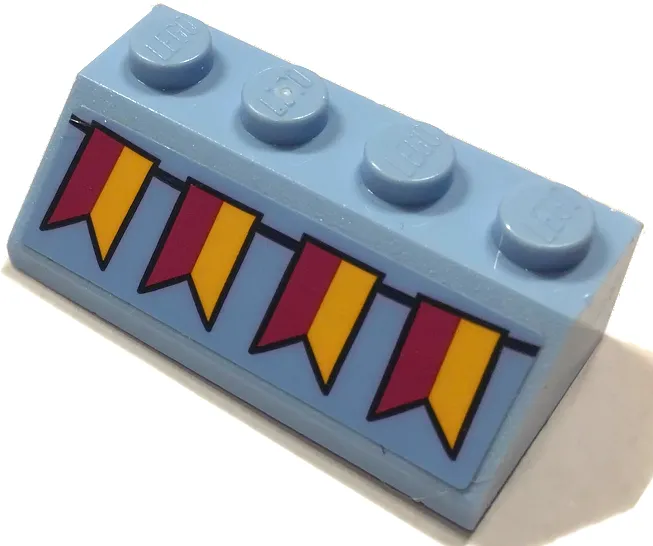 Slope 45 2 x 4 with Bright Light Orange and Magenta Bunting Flags Pattern (Sticker) - Set 43175