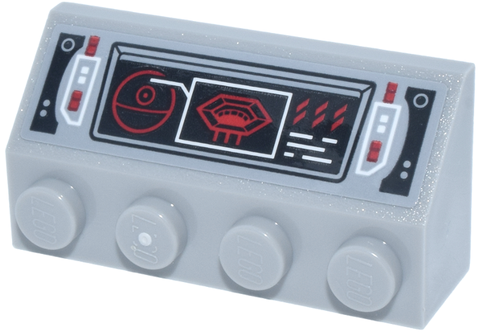 Slope 45 2 x 4 with Black and White Control Panel, Red Buttons, Death Star and Thermal Exhaust Port Pattern (Sticker) - Set 75419