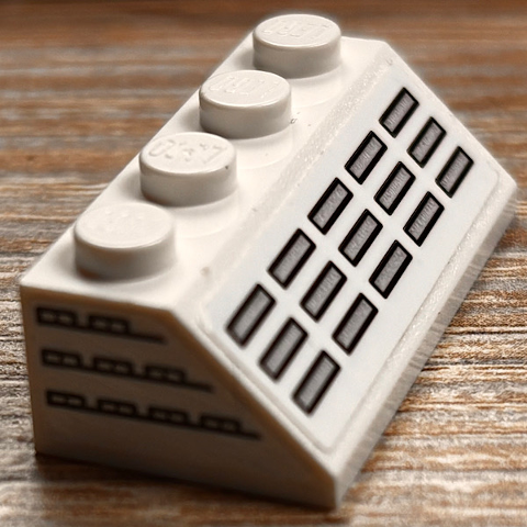 Slope 45 2 x 4 with Silver Windows with Dark Blue Outlines Pattern on Front and Both Sides (Stickers) - Sets 40227 / 40318