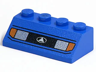Slope 45 2 x 4 with Silver Car Headlights, Orange Signal Lights, Black Grille with White Triangle in Oval Logo Pattern