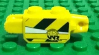 Hinge Brick 1 x 2 Locking with Black and Yellow Danger Stripes and 'WR' Logo Pattern on Both Sides (Stickers) - Set 8899