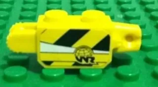 Hinge Brick 1 x 2 Locking with Black and Yellow Danger Stripes and 'WR' Logo Pattern on Both Sides (Stickers) - Set 8899