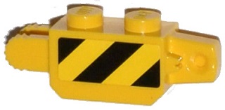 Hinge Brick 1 x 2 Locking with Black and Yellow Thin Danger Stripes, Black Corner Top Left Pattern on Both Sides (Stickers) - Sets 60033 / 60035 / 60292