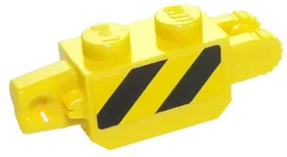 Hinge Brick 1 x 2 Locking with Black and Yellow Thin Danger Stripes, Yellow Corners Pattern on Both Sides (Stickers) - Set 60123