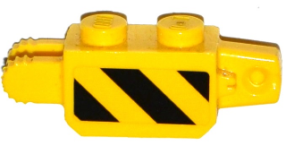 Hinge Brick 1 x 2 Locking with Black and Yellow Thin Danger Stripes, Black Corner Top Right Pattern on Both Sides (Stickers) - Set 60124