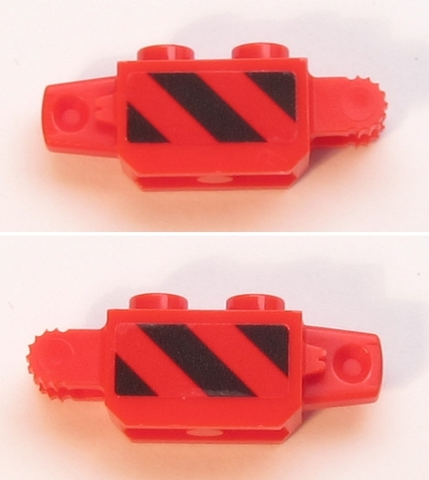 Hinge Brick 1 x 2 Locking with Black and Red Danger Stripes Pattern on Both Sides (Stickers) - Set 60161