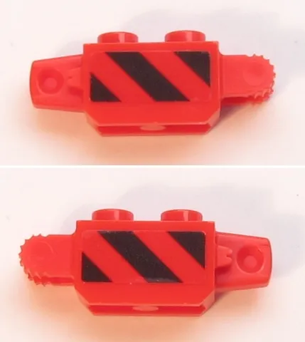 Hinge Brick 1 x 2 Locking with Black and Red Danger Stripes Pattern on Both Sides (Stickers) - Set 60161
