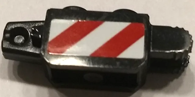 Hinge Brick 1 x 2 Locking with Red and White Danger Stripes Pattern on Both Sides (Stickers) - Set 60132
