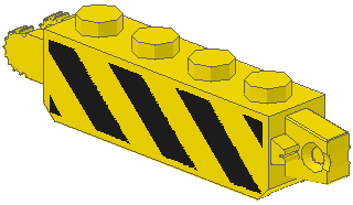 Hinge Brick 1 x 4 Locking with Black and Yellow Danger Stripes Pattern on Both Sides