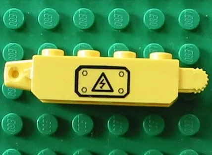 Hinge Brick 1 x 4 Locking with Black Electricity Danger Sign on Transparent Background Pattern Model Left Side (Sticker) - Set 7248