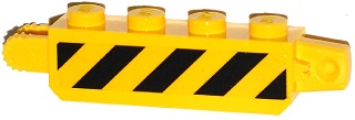 Hinge Brick 1 x 4 Locking with Black Danger Stripes on Transparent Background Pattern on Both Sides (Stickers) - Set 60036