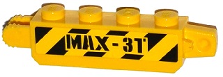 Hinge Brick 1 x 4 Locking with Black and Yellow Danger Stripes and 'MAX-3T' Pattern on Both Sides (Stickers) - Set 60035