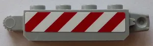 Hinge Brick 1 x 4 Locking with Red and White Danger Stripes (4 Stripes) Pattern on Both Sides (Stickers) - Set 60073