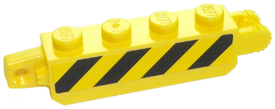 Hinge Brick 1 x 4 Locking with Black and Yellow Thin Danger Stripes (4 Black Stripes), Yellow Corners Pattern on Both Sides (Stickers) - Set 60123
