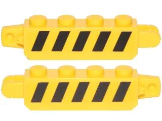 Hinge Brick 1 x 4 Locking with Black and Yellow Thin Danger Stripes (5 Black Stripes), Yellow Corners Pattern on Both Sides (Stickers) - Set 75172