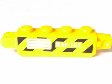 Hinge Brick 1 x 4 Locking with Black Danger Stripes, Vents and 'RAF-165' on Transparent Background Pattern on Both Sides (Stickers) - Set 70165