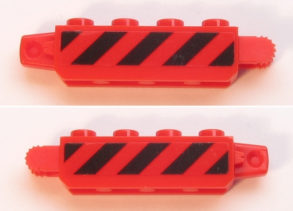 Hinge Brick 1 x 4 Locking with Black and Red Danger Stripes Pattern on Both Sides (Stickers) - Sets 60161 / 60162