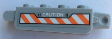 Hinge Brick 1 x 4 Locking with 'CAUTION' and Orange and White Danger Stripes Pattern on Both Sides (Stickers) - Set 60192