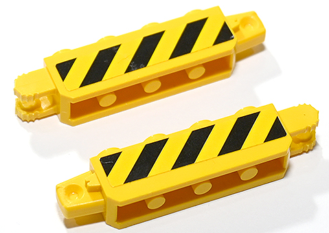 Hinge Brick 1 x 4 Locking with Black Danger Stripes on Yellow Background Pattern on Both Sides (Stickers) - Sets 60124 / 60292