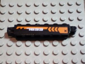 Hinge Brick 1 x 6 Locking with Orange Chevrons and White '7693' Pattern on Both Sides (Stickers) - Set 7693