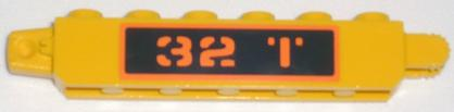 Hinge Brick 1 x 6 Locking with Orange '32 T' on Black Background Pattern on Both Sides (Stickers) - Set 7739