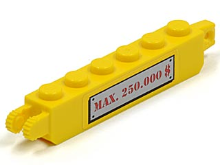 Hinge Brick 1 x 6 Locking with Red 'MAX. 250.000 $' on Light Bluish Gray Metal Plate Pattern (Sticker) - Set 5982