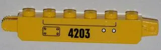 Hinge Brick 1 x 6 Locking with Panel, Black '4203', and Rivets Pattern Model Right Side (Sticker) - Set 4203