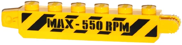 Hinge Brick 1 x 6 Locking with Black Danger Stripes and 'MAX - 550 RPM' Pattern on Both Sides (Stickers) - Set 60036