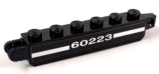 Hinge Brick 1 x 6 Locking with White Stripe and '60223' Pattern on Both Sides (Stickers) - Set 60223