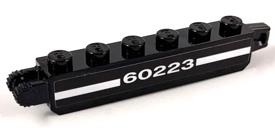 Hinge Brick 1 x 6 Locking with White Stripe and '60223' Pattern on Both Sides (Stickers) - Set 60223