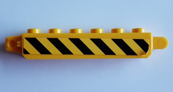 Hinge Brick 1 x 6 Locking with Black and Yellow Danger Stripes Pattern Model Left Side (Sticker) - Set 60185