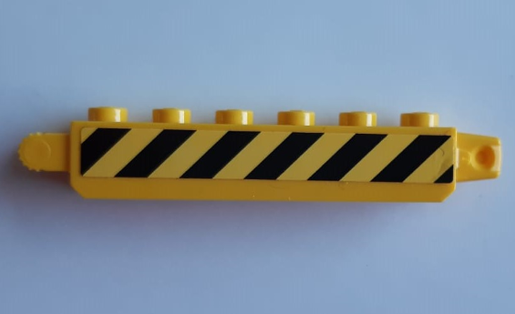 Hinge Brick 1 x 6 Locking with Black and Yellow Danger Stripes Pattern Model Right Side (Sticker) - Set 60185