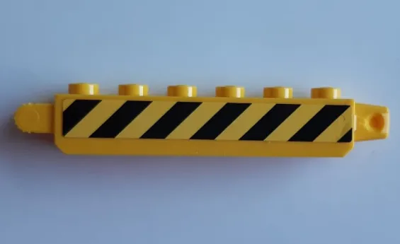 Hinge Brick 1 x 6 Locking with Black and Yellow Danger Stripes Pattern Model Right Side (Sticker) - Set 60185