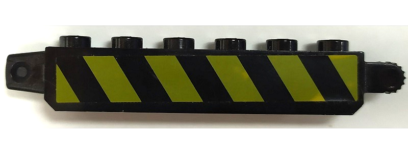 Hinge Brick 1 x 6 Locking with Black and Yellow Danger Stripes Pattern Model Left Side (Sticker) - Set 7713